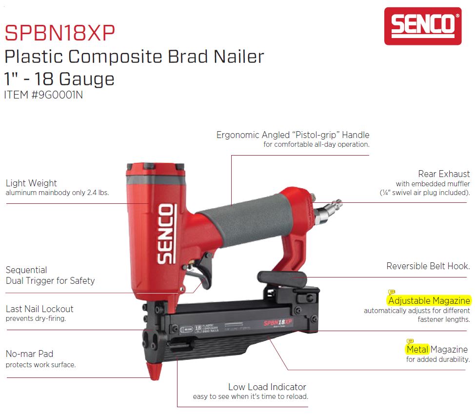 Senco composite brad nailer