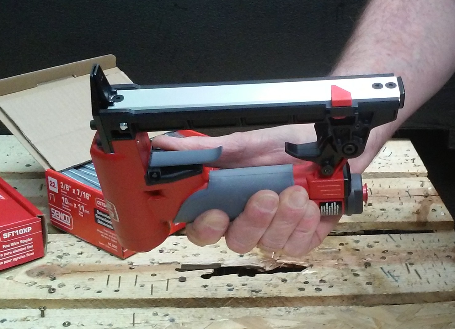 Bottom Load Senco Stapler Upside Down