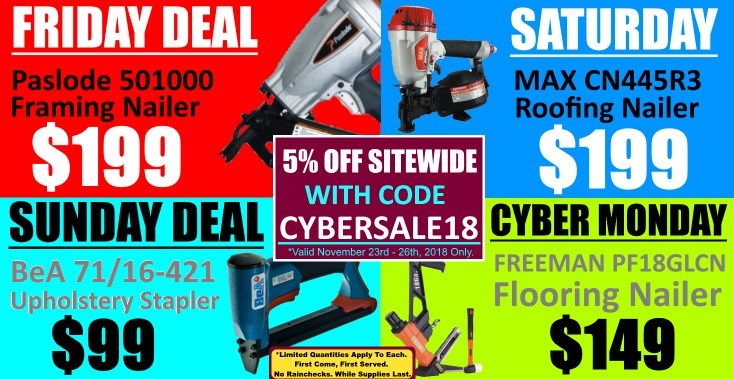 Cyber Weekend Sale at Nail Gun Depot 5% off NailGunDepot.com Site Wide
