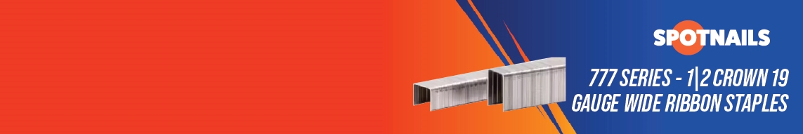 Nail Gun Depot Spotnails 777 Series - 1|2 Crown 19 Gauge Wide Ribbon Staples Nail Gun Depot 777 Series - 1|2 Crown 19 Gauge Wide Ribbon Staples” width=